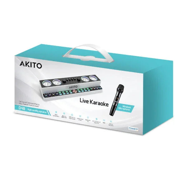 Akito Live Karaoke D48 with wireless microphone and high-quality speaker for family entertainment
