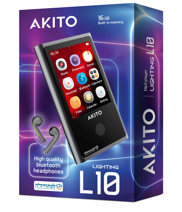 Akito L10 MP3 player with 16GB memory, Bluetooth, and high-quality headphones