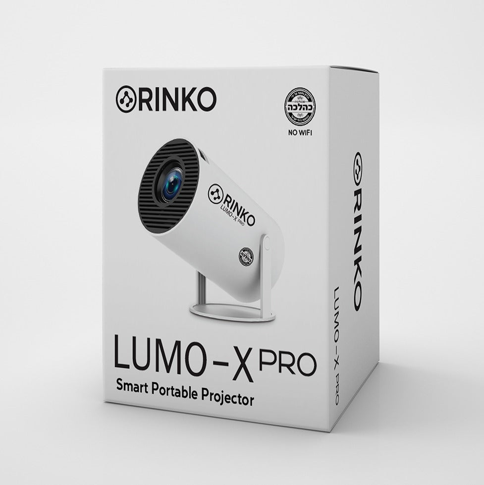 RINKO LUMO-X Pro smart portable projector box, compact design, no WiFi, premium electronics