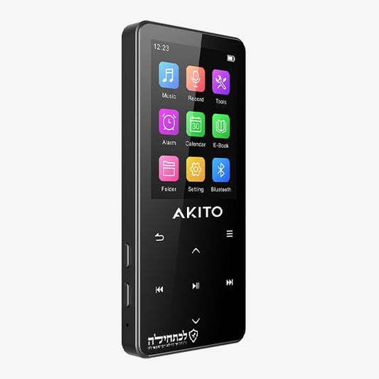 Akito portable media player with colorful app icons and sleek black design