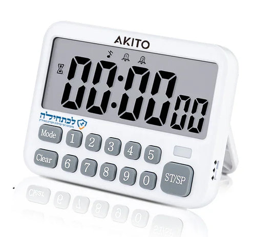 Digital timer with large display and keypad, ideal for kitchen or office use